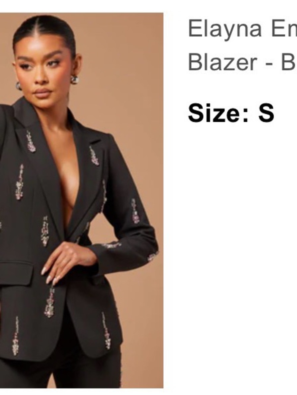 Fashion Nova Black Embellished Blazer AND pants set - Elayna.